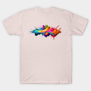 Rainbow wave. Colorful paint splash. T-Shirt